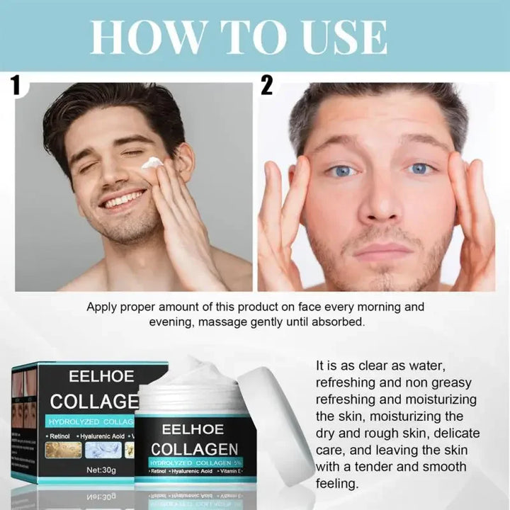 Men Collagen Anti-Wrinkle Cream Hyaluronic Remove Wrinkles Firming Lifting Moisturizing Anti-Aging Whiten Brightening Face Care